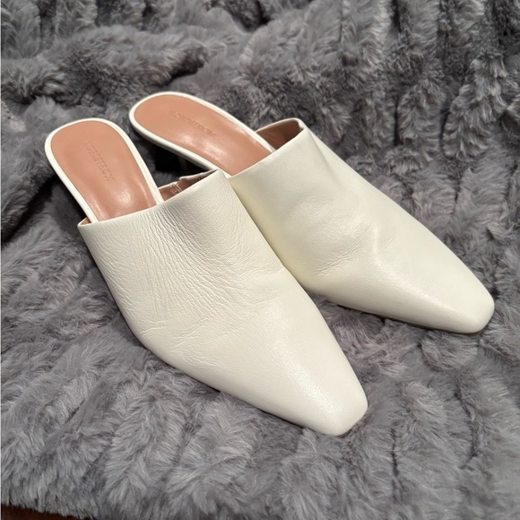 Nordstrom Shoes - Nordstrom White Leather Mules with Sleek Minimalist Design